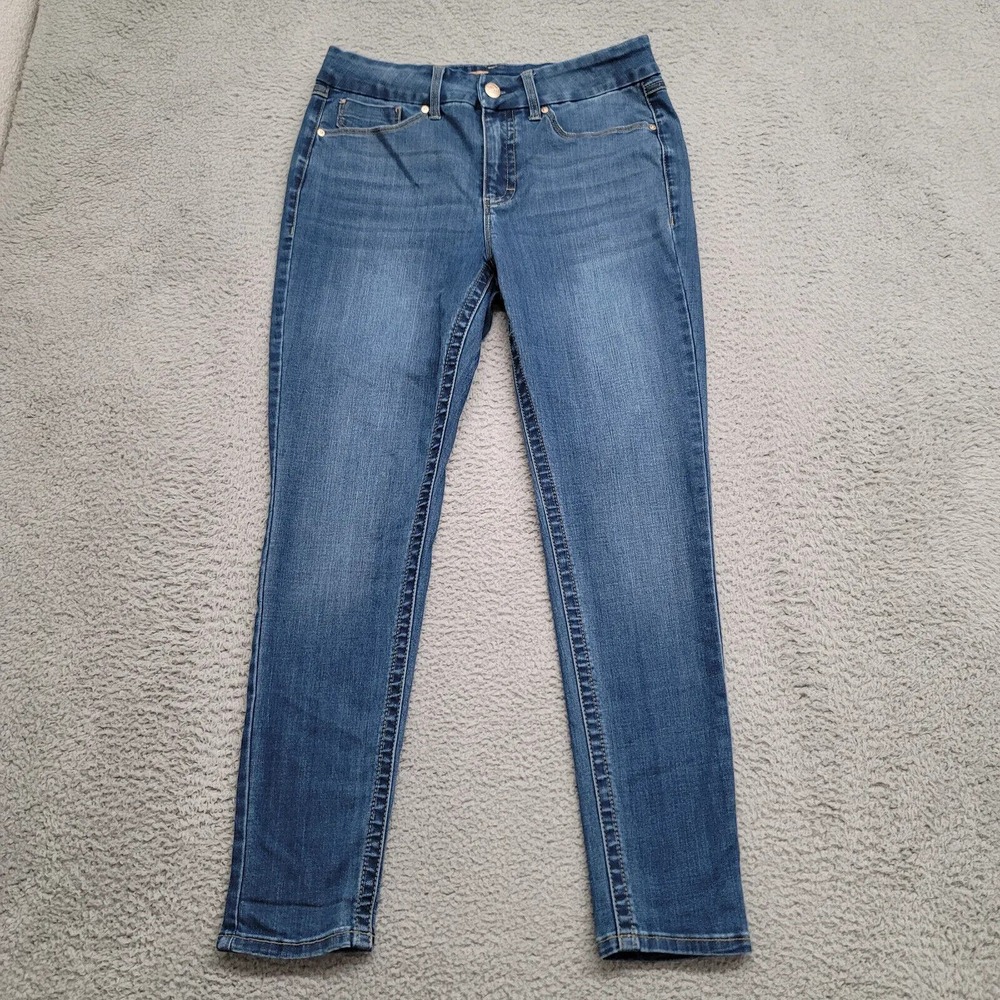 Seven7 Jeans Womens 10 Blue Denim Tummyless High Rise Skinny Distressed Stretch‎